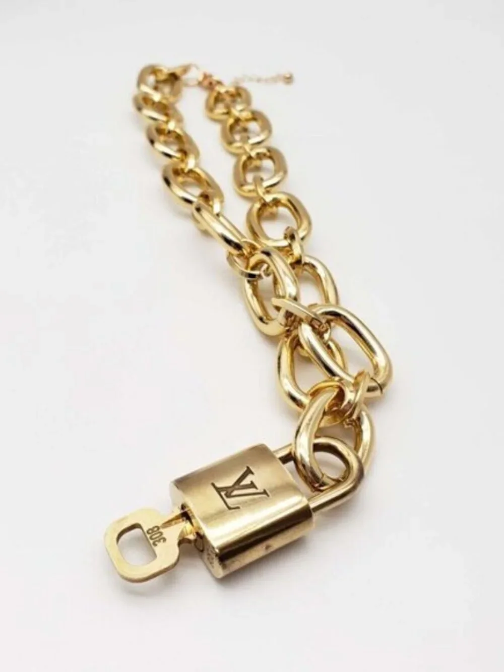 Gold-Plated Necklace with Authentic Louis Vuitton Padlock